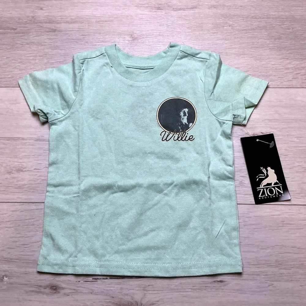 Zion Rootswear Willie‎ Nelson T-Shirt Kids 12M Gossamer Green New With Tags